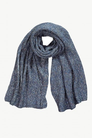 Ulla Popken Heather Knit Wool Blend Scarf Navy - Acessórios - 