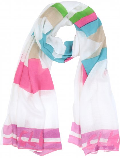 Ulla Popken Pink Lettering Border Print Scarf Snow White - Acessórios - 
