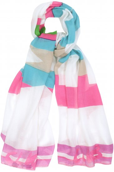 Ulla Popken Pink Lettering Border Print Scarf Snow White - Acessórios - 