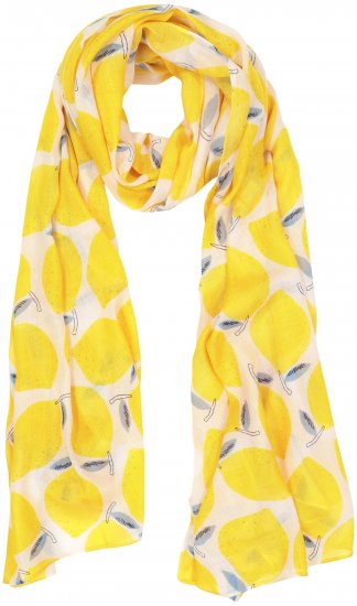 Ulla Popken Lemon Print Scarf Sun Yellow - Acessórios - 