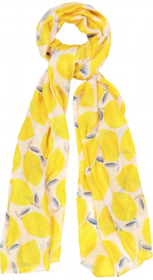 Ulla Popken Lemon Print Scarf Sun Yellow - Acessórios - 