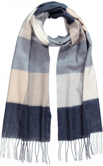 Ulla Popken Checked Fringed Hem Scarf Dark Putty - Acessórios - 