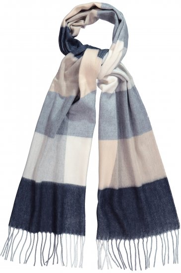 Ulla Popken Checked Fringed Hem Scarf Dark Putty - Acessórios - 