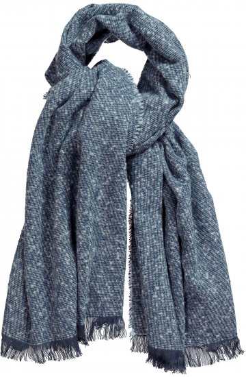 Ulla Popken Fringed Hem Knit Scarf Deep Aqua - Acessórios - 