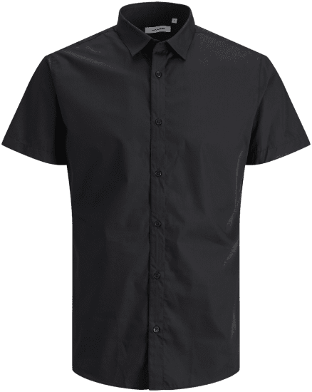 Jack & Jones JOE Shirt Short Sleeve Plain Casual Black - Camisas - Camisas Homem Tamanhos Grandes