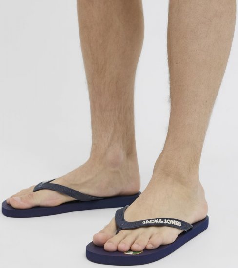 Jack & Jones Logo Palm Print Flip Flop Slippers Medieval Blue - Calçado de homem 40-52 - 