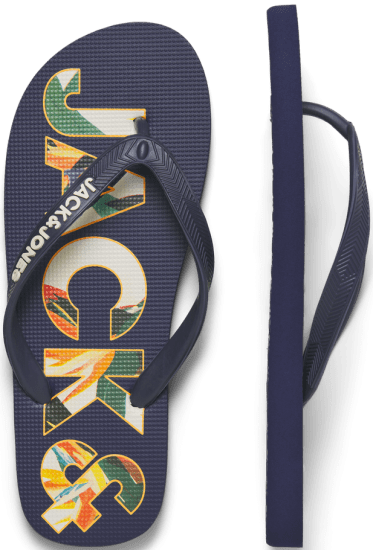 Jack & Jones Logo Palm Print Flip Flop Slippers Medieval Blue - Calçado de homem 40-52 - 