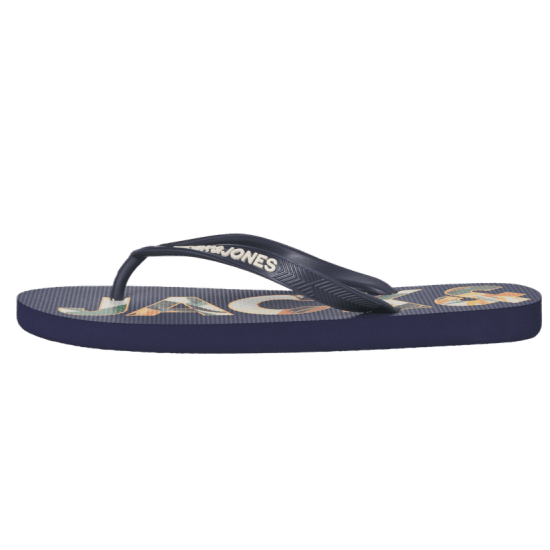 Jack & Jones Logo Palm Print Flip Flop Slippers Medieval Blue - Calçado de homem 40-52 - 