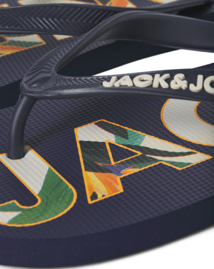 Jack & Jones Logo Palm Print Flip Flop Slippers Medieval Blue - Calçado de homem 40-52 - 