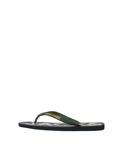 Jack & Jones Logo Palm Print Flip Flop Slippers Navy Blazer/Verdant Green - Calçado de homem 40-52 - 