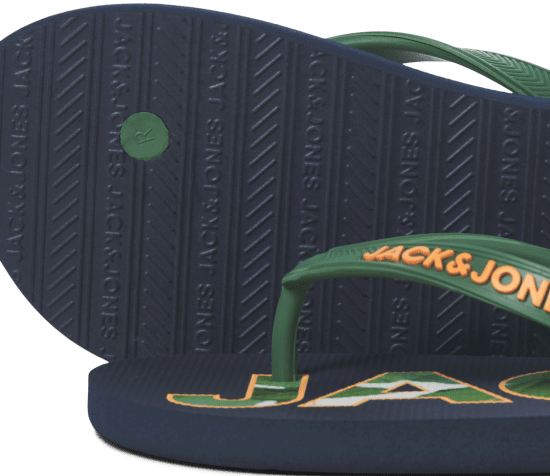 Jack & Jones Logo Palm Print Flip Flop Slippers Navy Blazer/Verdant Green - Calçado de homem 40-52 - 