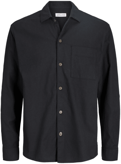 Jack & Jones TRISTAN Overshirt Long Sleeve Black - Camisas - Camisas Homem Tamanhos Grandes