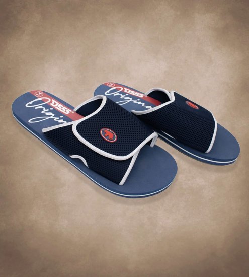 D555 DRAKE Slippers With Velcro Fastening Navy - Calçado de homem 40-52 - Sapatilhas de Homem 40-52