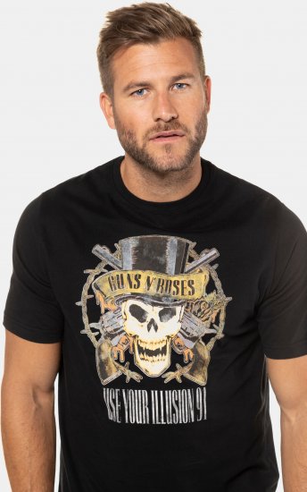 JP1880 Guns N’ Roses Skull Comfort Fit Band T-Shirt Black - T-shirts - T-shirts Homem Tamanhos Grandes