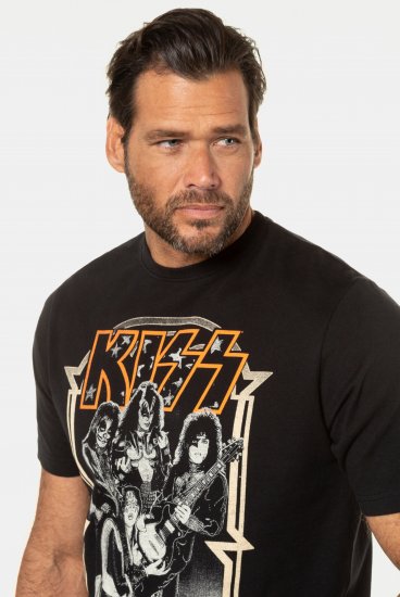 JP1880 KISS Retro Graphic Comfort Fit Band T-Shirt Black - T-shirts - T-shirts Homem Tamanhos Grandes
