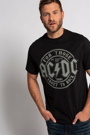 JP1880 AC/DC Graphic Comfort Fit Band T-Shirt Black - T-shirts - T-shirts Homem Tamanhos Grandes