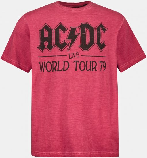 JP1880 AC/DC World Tour Graphic Comfort Fit Band T-Shirt Dark Red - T-shirts - T-shirts Homem Tamanhos Grandes