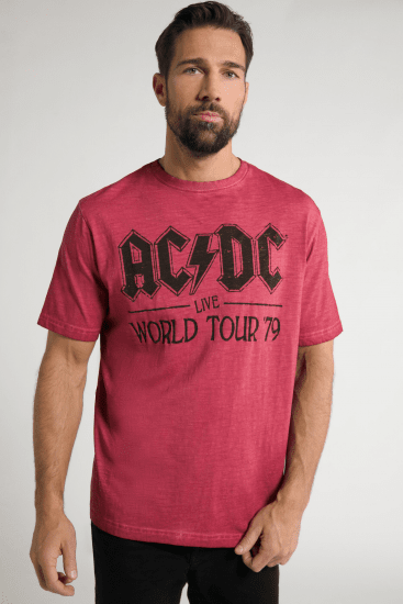 JP1880 AC/DC World Tour Graphic Comfort Fit Band T-Shirt Dark Red - T-shirts - T-shirts Homem Tamanhos Grandes