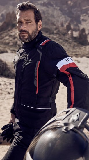 JP1880 Sporty Touring Motorcycle Jacket Black & Red - Roupa de moto plus size - Roupa de mota em tamanhos grandes para homens
