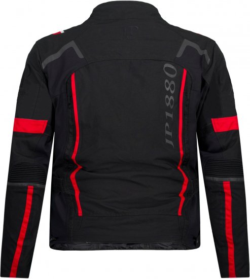 JP1880 Sporty Touring Motorcycle Jacket Black & Red - Roupa de moto plus size - Roupa de mota em tamanhos grandes para homens