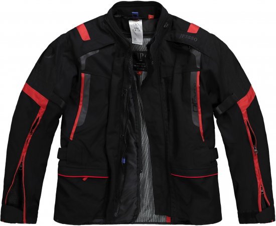 JP1880 Sporty Touring Motorcycle Jacket Black & Red - Roupa de moto plus size - Roupa de mota em tamanhos grandes para homens