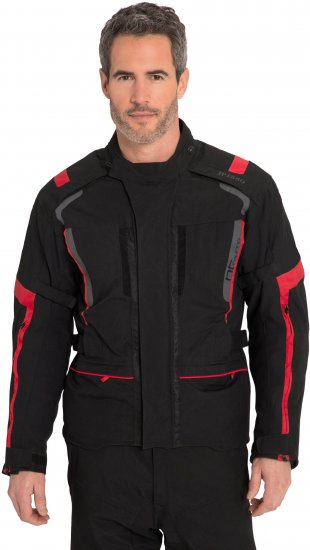 JP1880 Sporty Touring Motorcycle Jacket Black & Red - Roupa de moto plus size - Roupa de mota em tamanhos grandes para homens