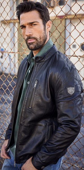 JP1880 Biker Style Leather Jacket Black - Casacos - Casacos Homem Tamanhos Grandes