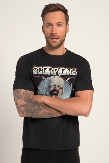 JP1880 Scorpions Blackout Graphic Comfort Fit Band T-Shirt Black - T-shirts - T-shirts Homem Tamanhos Grandes