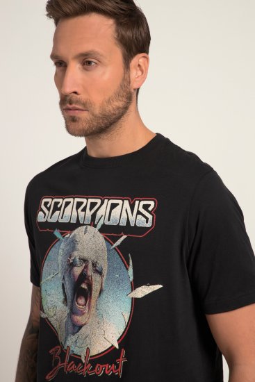JP1880 Scorpions Blackout Graphic Comfort Fit Band T-Shirt Black - T-shirts - T-shirts Homem Tamanhos Grandes