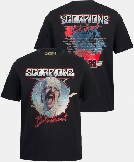 JP1880 Scorpions Blackout Graphic Comfort Fit Band T-Shirt Black - T-shirts - T-shirts Homem Tamanhos Grandes