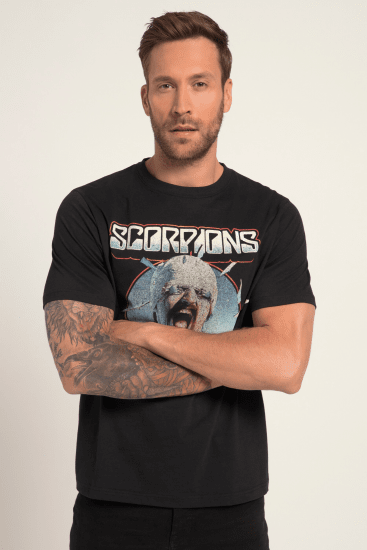 JP1880 Scorpions Blackout Graphic Comfort Fit Band T-Shirt Black - T-shirts - T-shirts Homem Tamanhos Grandes