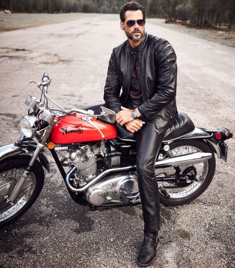 JP1880 Classic Biker Style Leather Jacket Black - Casacos - Casacos Homem Tamanhos Grandes