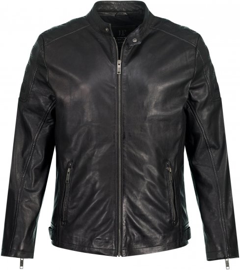 JP1880 Classic Biker Style Leather Jacket Black - Casacos - Casacos Homem Tamanhos Grandes