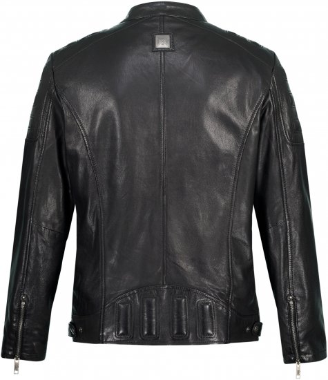JP1880 Classic Biker Style Leather Jacket Black - Casacos - Casacos Homem Tamanhos Grandes