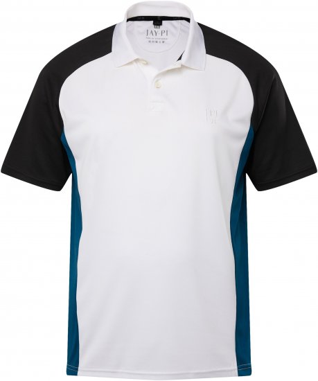 JP1880 FLEXNAMIC® QuickDry Tennis Polo Black-White-Blue - Roupa Desportiva & Outdoor - Roupa Desportiva Tamanhos Grandes
