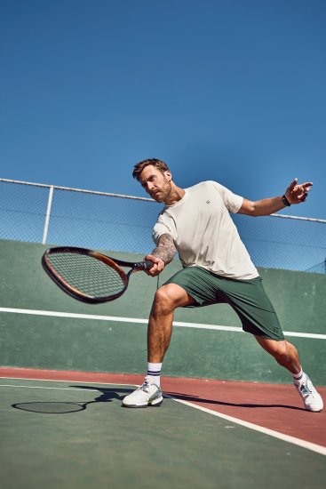 JP1880 QuickDry Stripes Tennis T-Shirt Off White - Roupa desportiva & Outdoor - Roupa Desportiva Tamanhos Grandes