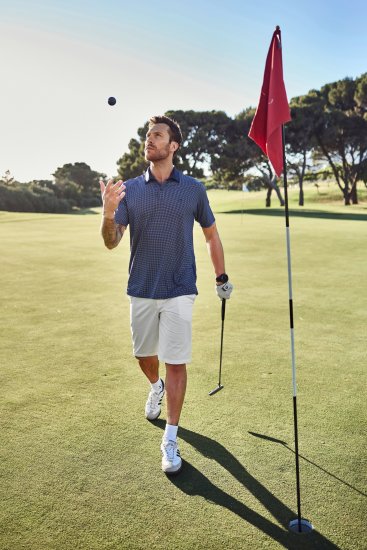 JP1880 Jay-Pi QuickDry Small Print Golf Polo Shirt Navy Blue - Pólos - Pólos Tamanhos Grandes Homem