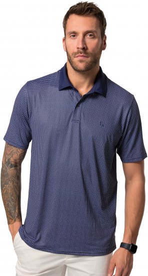 JP1880 Jay-Pi QuickDry Small Print Golf Polo Shirt Navy Blue - Pólos - Pólos Tamanhos Grandes Homem