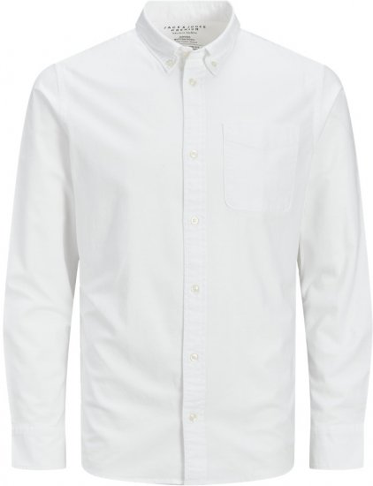 Jack & Jones Brook Oxford Long Sleeve Shirt White - Camisas - Camisas Homem Tamanhos Grandes