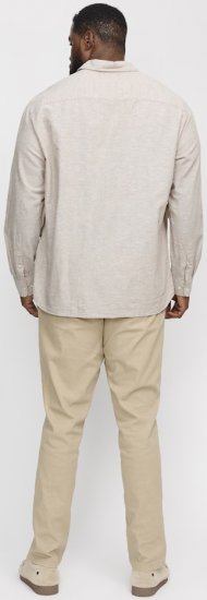 Jack & Jones Breeze Linen Blend Long Sleeve Shirt Crockery - Camisas - Camisas Homem Tamanhos Grandes