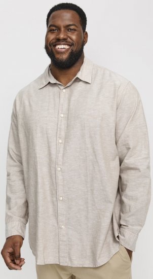 Jack & Jones Breeze Linen Blend Long Sleeve Shirt Crockery - Camisas - Camisas Homem Tamanhos Grandes