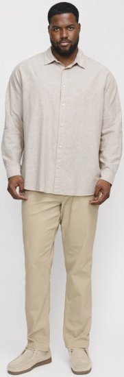 Jack & Jones Breeze Linen Blend Long Sleeve Shirt Crockery - Camisas - Camisas Homem Tamanhos Grandes