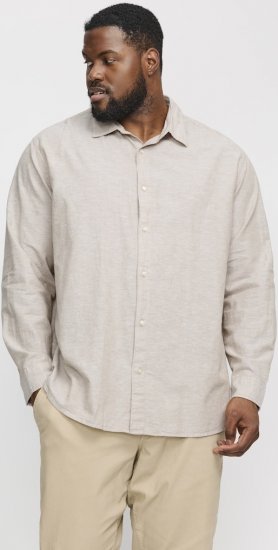 Jack & Jones Breeze Linen Blend Long Sleeve Shirt Crockery - Camisas - Camisas Homem Tamanhos Grandes