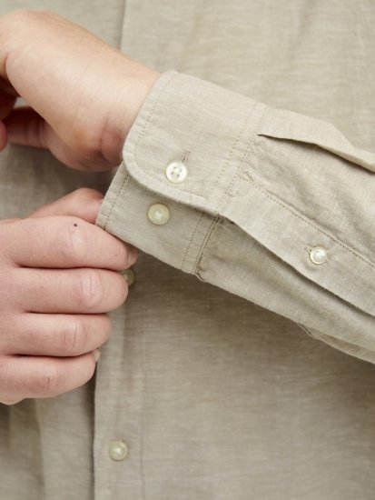 Jack & Jones Breeze Poplin Long Sleeve Shirt Beige - Camisas - Camisas Homem Tamanhos Grandes
