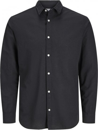 Jack & Jones Breeze Linen Blend Long Sleeve Shirt Black - Camisas - Camisas Homem Tamanhos Grandes