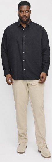 Jack & Jones Breeze Linen Blend Long Sleeve Shirt Black - Camisas - Camisas Homem Tamanhos Grandes