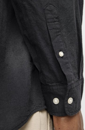 Jack & Jones Breeze Linen Blend Long Sleeve Shirt Black - Camisas - Camisas Homem Tamanhos Grandes
