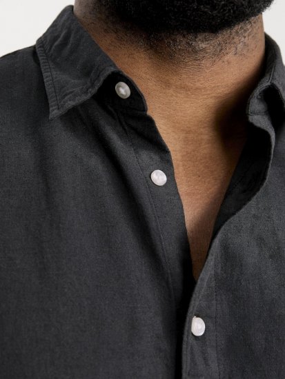 Jack & Jones Breeze Linen Blend Long Sleeve Shirt Black - Camisas - Camisas Homem Tamanhos Grandes