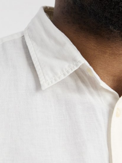 Jack & Jones Breeze Linen Blend Long Sleeve Shirt White - Camisas - Camisas Homem Tamanhos Grandes