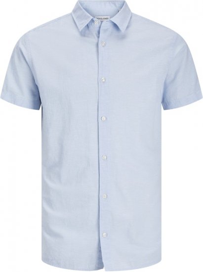 Jack & Jones Breeze Linen Blend Short Sleeve Shirt Chambray Blue - Camisas - Camisas Homem Tamanhos Grandes